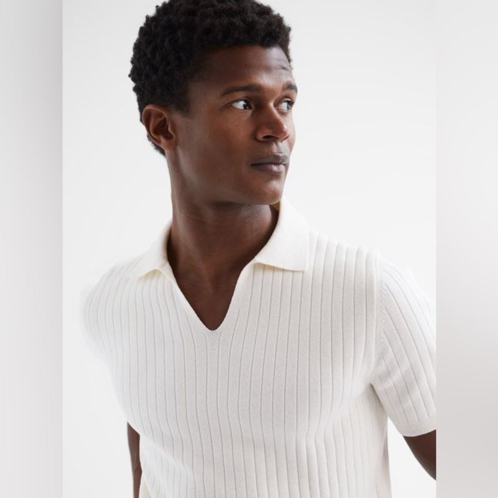REISS FELIX
SLIM FIT SHORT SLEEVE OPEN COLLAR RIBBED POLO SHIRT